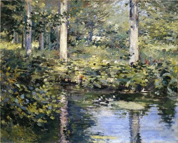 L’impressionnisme du canard Pond paysage Theodore Robinson Peinture à l'huile